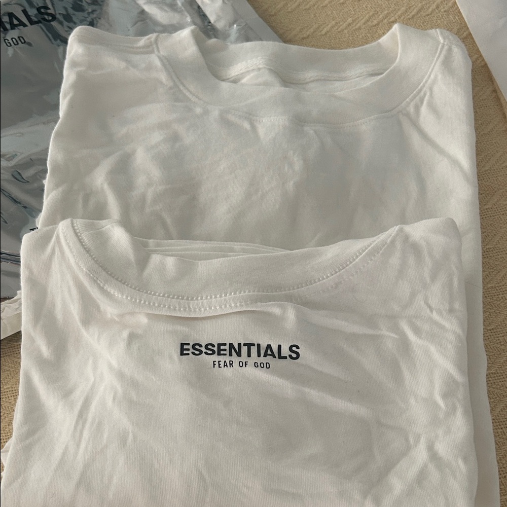 2 Fear of God Essentials Off white t- NEW